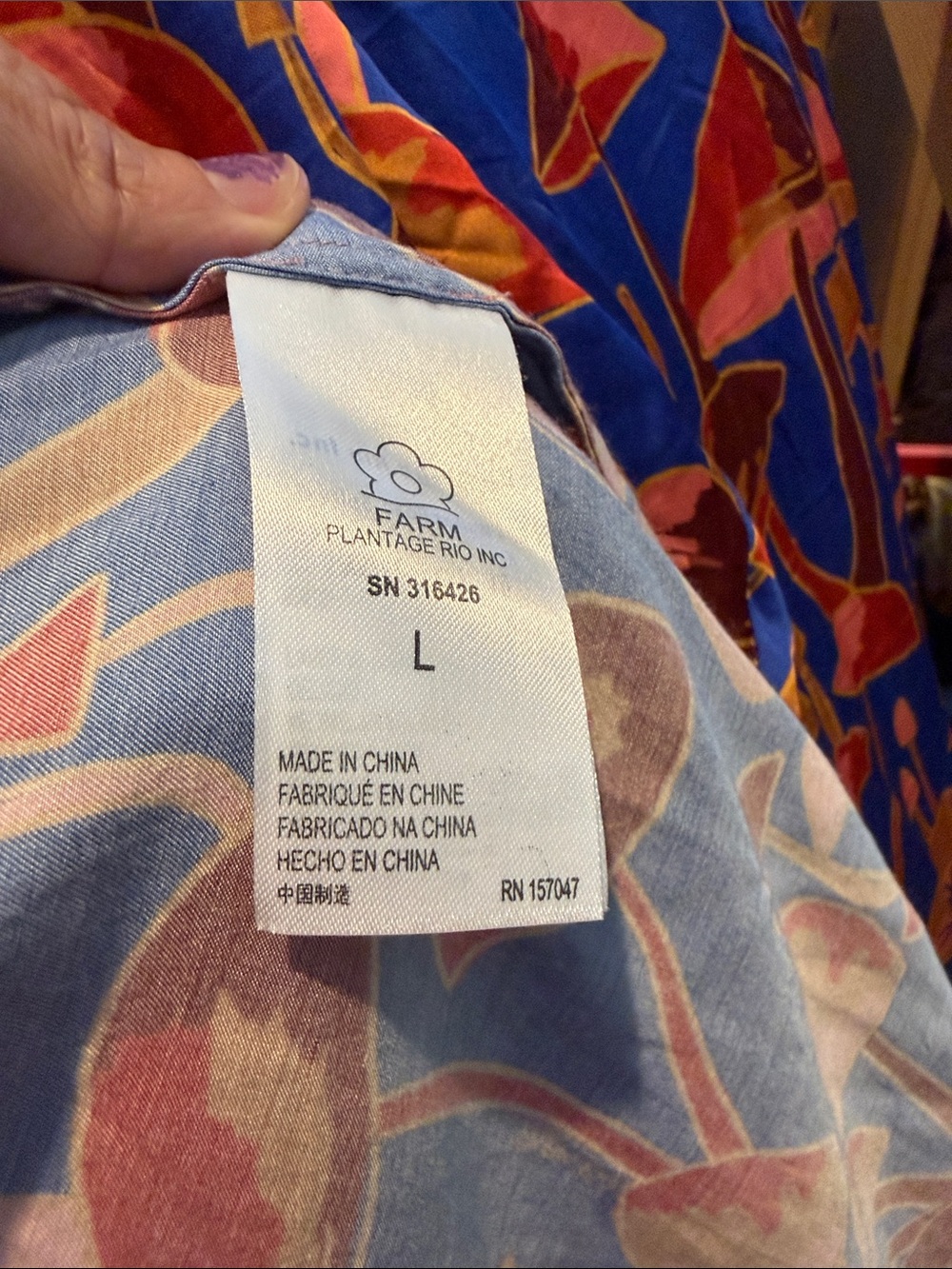 FARM Rio Blue, Pink & Orange Equestrian Mixed-Print Button Down Blouse Pants Set - Picture 8 of 12